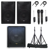 QTX Penta Q15 2760W Bluetooth Vocal Sound System with Linkable Microphones Stands