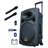 E-lektron Kvocal 15 Portable Bluetooth Speaker with 2 Wireless Microphones and Mic Stands