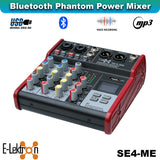 E-Lektron SE-4MM 4 Channel Bluetooth Audio Mixer Phantom Power w/ Condenser Mic