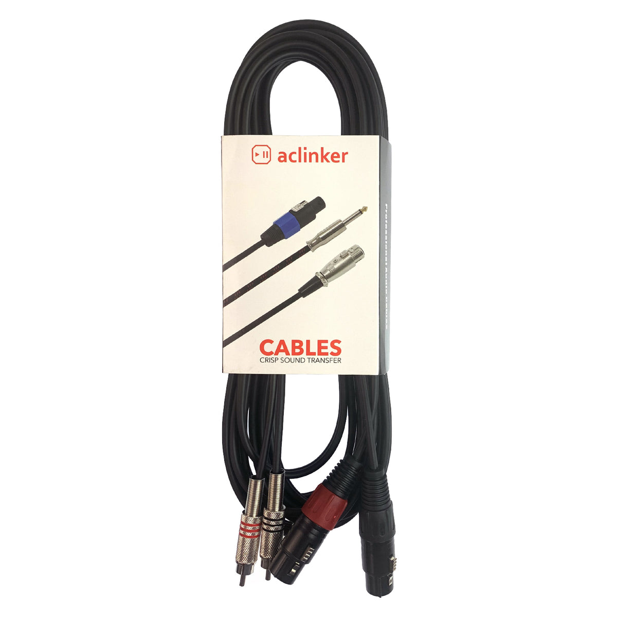 ACL Dual XLR to RCA Cable Heavy Duty 2 XLR Female to 2 RCA Male Patch