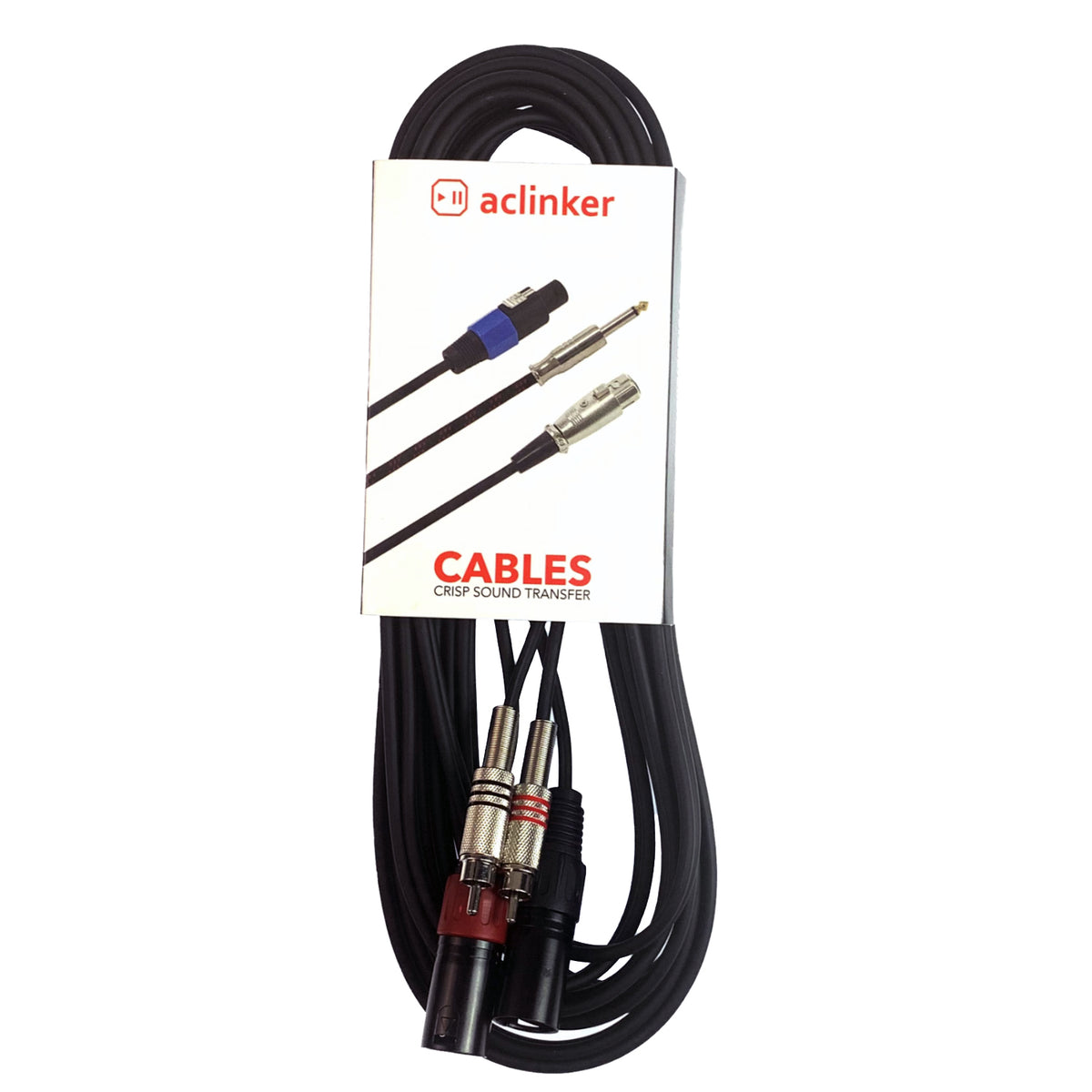 ACL Dual RCA Male to Dual XLR Male Heavy Duty 2 XLR t0 2 RCA phono plu