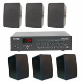E-Lektron TRM45B 100V Mixer Amplifier Speaker Set with PA-TRON45 and 6 Black Weatherproof ELA speakers