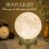 CR Lite 20cm Large Moon Lamp 16 color Night Light Home decoration with Brightness Adjust Touch and Remote Control Sleep Training Meditation Birthday Gifts with Wooden Base
