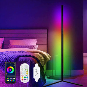 Modern Home Decoration Corner Floor Lamp RGB Dream LED 120cm Tall Smart APP and Remote Control Music Sync RGB Color Changing Lamp for Living Room Bedroom Gaming Room Lights