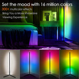 Modern Home Decoration Corner Floor Lamp RGB Dream LED 120cm Tall Smart APP and Remote Control Music Sync RGB Color Changing Lamp for Living Room Bedroom Gaming Room Lights