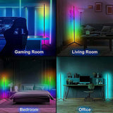 Modern Home Decoration Corner Floor Lamp RGB Dream LED 120cm Tall Smart APP and Remote Control Music Sync RGB Color Changing Lamp for Living Room Bedroom Gaming Room Lights