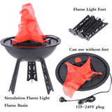 CR lite 3D Realistic Flickering Flames Light Table Lamp LED Fake Fire Effect Light Campfire Lamp for Halloween Xmas Party Decor Holiday Supplies (30cm Table Lamp)