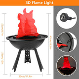 CR lite 3D Realistic Flickering Flames Light Table Lamp LED Fake Fire Effect Light Campfire Lamp for Halloween Xmas Party Decor Holiday Supplies (30cm Table Lamp)