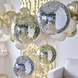 Mirror Ball Deco Set 12 inch balls(1 Gold + 1 Silver) plus motors Hanging Decoration for Parties Events Weddings & Home Decor