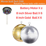 Mirror Ball Deco Set 8 inch balls(6 Gold + 6 Silver) plus motors Hanging Decoration for Parties Events Weddings & Home Decor