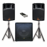 E-Lektron Sonic Boost Pro SBP-828 Bluetooth Vocal Bass Sound PA System UHF Mics and stands