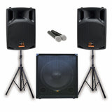 E-Lektron Sonic Boost Pro SBP-522 Bluetooth Vocal Bass Sound PA System UHF Mics and stands