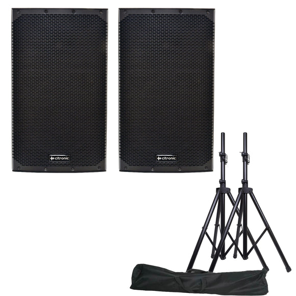 Citronic 15L Pack 2 X 15-inch Bluetooth Stereo Linkable 2800W PA Speakers with Stands