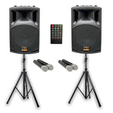E-Lektron Sonic Boost Pro SBP-522 Bluetooth Vocal Bass Sound PA System UHF Mics and stands