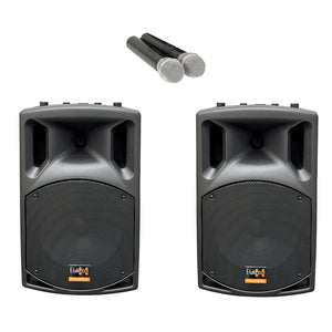 E-Lektron Duevibe 12 1400W 2 X 12 inch UHF Mics TWS Bluetooth Portable Speakers System PA UHF Mics