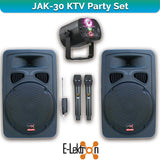 E-lektron JAK-30 12" inch Bluetooth Speaker Set with 2 Tunable UHF Microphones Party light and Mic Stands