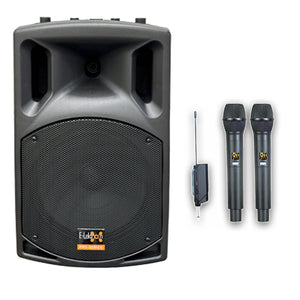 E-lektron 12" inch JAQ30U2 Speaker Bluetooth 800W Active Loud Digital Sound System PA with 2 Tunable UHF Wireless Microphones 40 channels