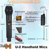 E-Lektron Quadix 885 3800W Vocal Sound System with Linkable UHF Mics and Poles