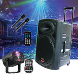 E-lektron EL30-MS 12-Inch Portable Speaker Laser Light Party Set w/ Battery Bluetooth Sound System 2 Mics Disco Light