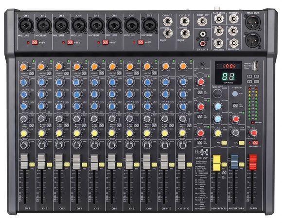E-lektron C848 DSP effects Studio Audio Mixer 16-Channel with Bluetooth USB Play Audio interface