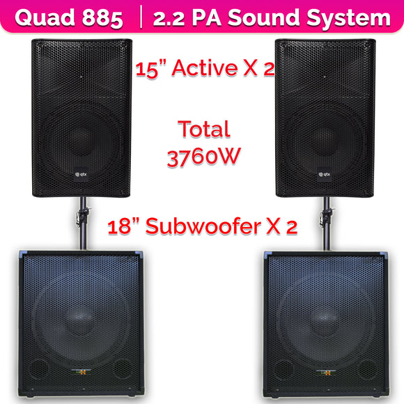 QTX Quad 885 3760W Active 2.2 PA System | ACLINKER