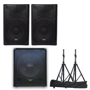 QTX Quest-10SUB Complete Active PA System Bluetooth FM tuner SD with Stands