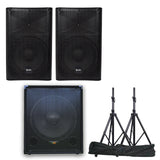 QTX Quest-10SUB Complete Active PA System Bluetooth FM tuner SD with Stands