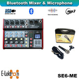 E-Lektron SE-6 USB audio mixer bundled with the EL-58A dynamic microphone, 3m cable, clip and carry case