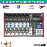 E-Lektron SE-8 Live Audio Mixer 8 Channel Mixer incl. USB Bluetooth Soundcard Phantom Power