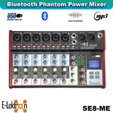 E-Lektron SE-8MM 8 Channel Bluetooth Audio Mixer Phantom Power w/ Condenser Mic