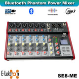 E-Lektron SE-8 Live Audio Mixer 8 Channel Mixer incl. USB Bluetooth Soundcard Phantom Power
