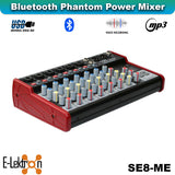 E-Lektron SE-8 Live Audio Mixer 8 Channel Mixer incl. USB Bluetooth Soundcard Phantom Power