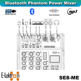 E-Lektron SE-8 Live Audio Mixer 8 Channel Mixer incl. USB Bluetooth Soundcard Phantom Power