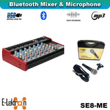 E-Lektron SE-8 USB audio mixer bundled with the EL-58A dynamic microphone, 3m cable, clip and carry case