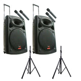E-lektron EL30-M Package 2 X 12" inch 1400W Bluetooth 5.0 TWS linkable Portable Speaker Set Laud Sound PA System with Stands