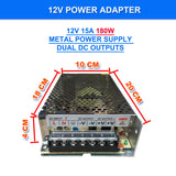 240V AC to DC 12V 15A 180W Switch Power Supply Driver Power Transformer for CCTV camera Security System LED Strip Light Radio