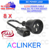 Power Cable - Male IEC to 3 Pin Socket 240V 10A SAA Approved
