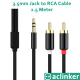 ACL 1.5 meter 3.5mm to 2RCA Audio Auxiliary Adapter Stereo Splitter Cable AUX RCA Y Cord for Smartphone Speakers Tablet HDTV MP3 Player
