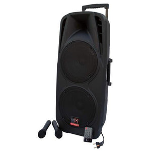 E-lektron EL-225 Dual 10" inch Portable Karaoke Mobile PA Speaker Sound System Battery Bluetooth with 2 UHF Microphone