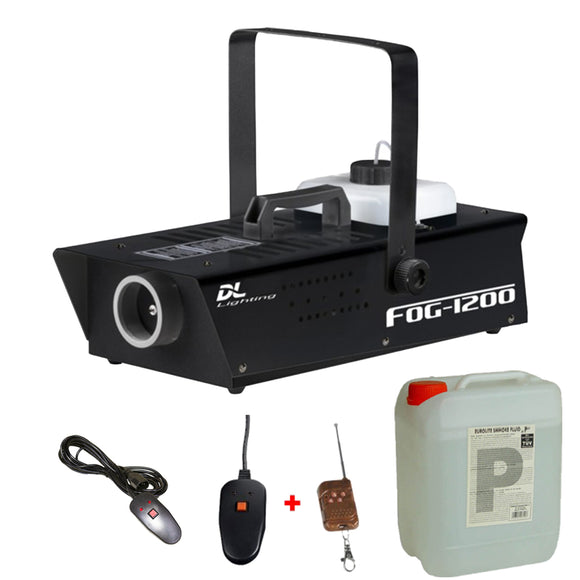 DL 1200w Fog Smoke Machine with Wired and Wireless Remote Control plus 5L Liquid