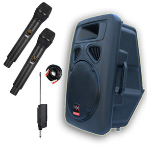 E-lektron 12" inch Speaker Bluetooth 800W Active Loud Digital Sound System PA with 2 Tunable UHF Wireless Microphones 40 channels