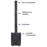 500W 10" inch Active PA Amplifier Subwoofer Speaker & Array Column Bluetooth