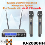 E-Lektron IU-2080HH Dynamic UHF Digital 100 Channels Tunable Wireless Microphone System 2xHandheld