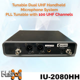 E-Lektron IU-2080HH Dynamic UHF Digital 100 Channels Tunable Wireless Microphone System 2xHandheld