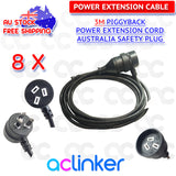 DL 3 Meters Black Piggyback Plug Main Power Extension Cord 240V 3 Pin 10A 1.0mm Cable