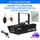 DL 1200w Fog Smoke Machine with Wired and Wireless Remote Control plus 2L Liquid