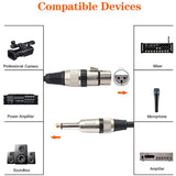 ACL Female XLR to 1/4 6.35mm TS Mono Jack Unbalanced Microphone Cable Mic Cord for Dynamic Microphone