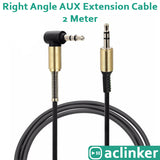 ACL 2.0 Meter 90 degree right angle 3.5mm Auxiliary Audio Jack to Jack Cable Male to Male AUX Cable for Headphones Home and Car Stereos