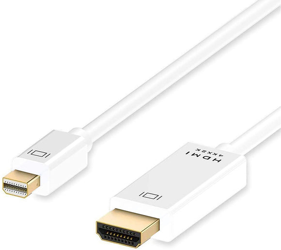 Mini DisplayPort to HDMI White 1.8M  Thunderbolt Port Compatible to HDMI Cable Adapter for Surface Pro MacBook Pro iMac Mac Mini Gold Plated