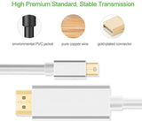Mini DisplayPort to HDMI White 1.8M  Thunderbolt Port Compatible to HDMI Cable Adapter for Surface Pro MacBook Pro iMac Mac Mini Gold Plated